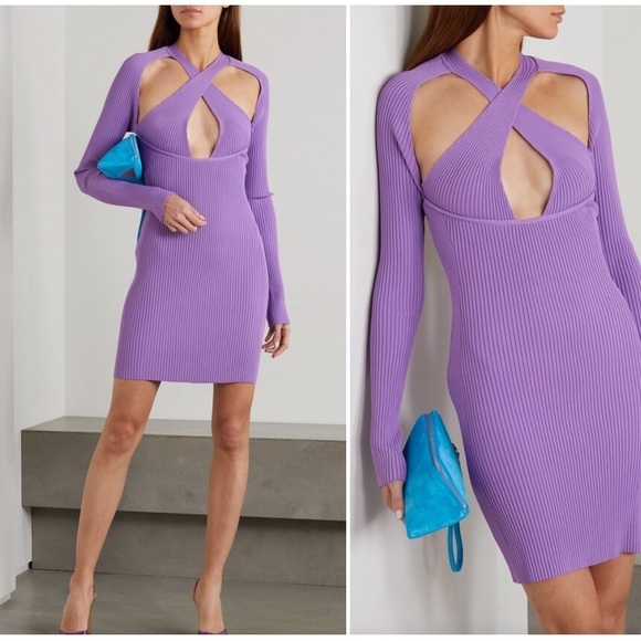 NWT David Koma Cutout Ribbed Stretch-knit Mini Dress - Picture 1 of 10
